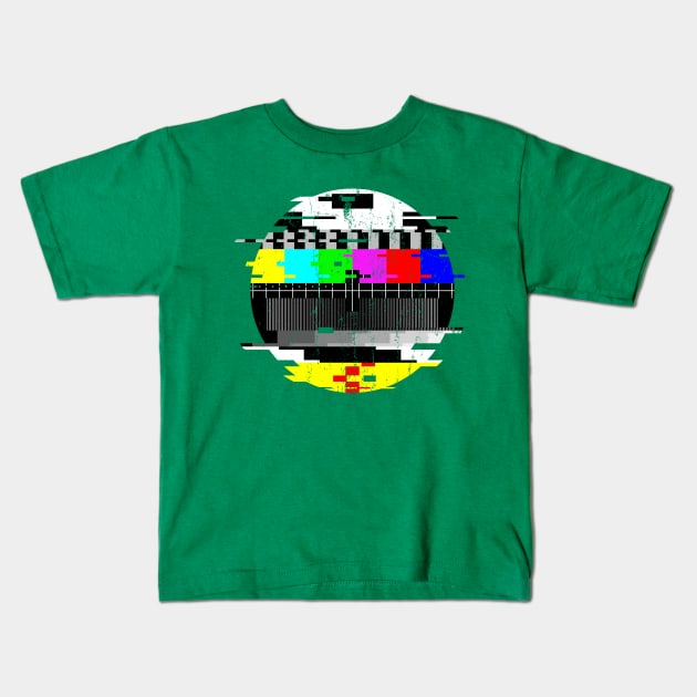 Vintage Glitched TV Test Card Graphic Kids T-Shirt by NeonSunset